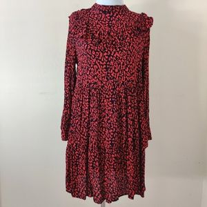 Zara High Neck Ruffle Cheetah print Dress